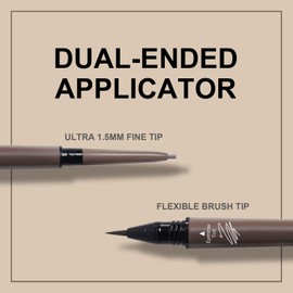 Music Flower 3 Pcs Eyebrow Pencil Set, with 2 Dual Ended Waterproof & Long Lasting Liquid Eyebrow Pen and with 1 Eyebrow Brush, Chestnut