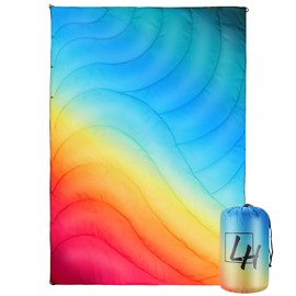 Outdoor Puffy Camping Blanket, Lightweight Down Alternative Puffy Waterproof Stadium Blanket with Portable Bag, Lightweight Camping Blanket for 2 People, Cold Weather, Sports, Travel, Car, 79*54 inch