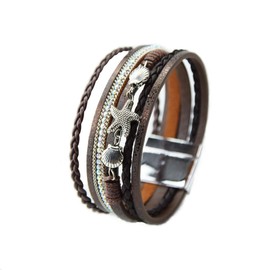 P Ammy Fashion® Multi-layered Shiny Rainbow PU Leather Wrap Bracelets Wide Boho Cuff Colorful Leopard Bracelets with Magnetic Clasp