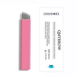 Microblading Blades 0.15mm Angled 11 pins Artist Blade #11 Pink Cover Needle