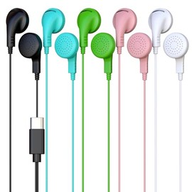 10 Pack Bulk Wired Earphones, USB-C, in-Ear, Compatible with Phone, Tablet, Laptop, PC for School, Online Class, Meeting, Web Conference, Practice, Test, Mix
