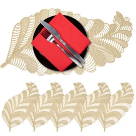 Gold Place Mats for Table 6 - Heat Resistant Placemats Washable Non-slip PVC Tablemats for Kitchen Dinning Restaurant 30X45CM Gold917