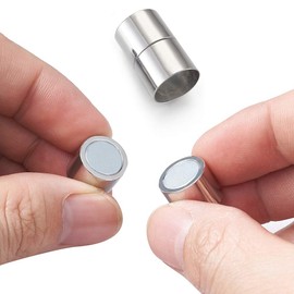 Craftdady 15 Sets Brass Column Magnetic Clasps in 5 Sizes, Leather Cord End Caps, Tube Spacers, Bead End Tips, Platinum for Bracelet Jewelry Making