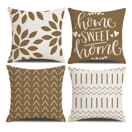 Throw Pillow Covers 16x16 Inch, Pillow Covers 16x16,Squar Pillow Covers Set of 4 Boho Modern Farmhouse Neutral Decorative Pillowcases Linen Cushion Case for Couch, Bed, Home Decor