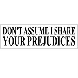 Don't Assume I Share Your Prejudices 2.5x8 Inch Bumper Sticker