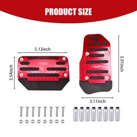 Gseigvee 2 PCS Car Brake Pedal, Non-Slip Accelerator Pedal Kit, Aluminum Alloy Pedal Replacement, Vehicle Interior Decoration, Foot Pedal Protection Parts, Universal for Most Cars, Trucks (Red)