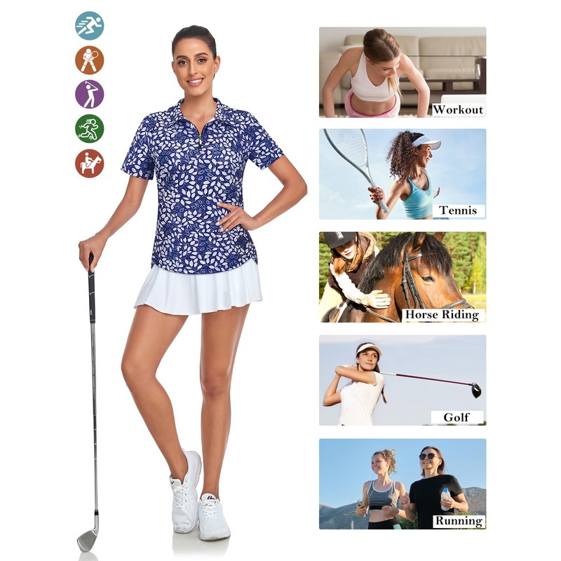 Tanst Sky Womens Golf Shirts, Loose Fit Short Sleeve Golf