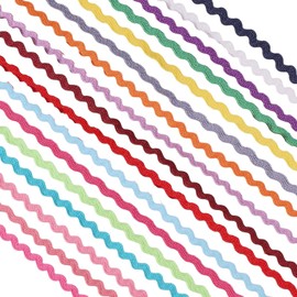 GLOBLELAND Pack of 34 17 Colours Mini Zigzag Fringe Trim Ribbon with Tiny Waves for Bending, Sewing Lace Trim Ribbon for Doll Clothing, Sewing Craft Supplies