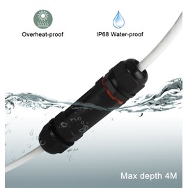 Connection Sleeve, Pack of 3, IP68 Waterproof Cable Connector, Junction Box, 3-Pin Cable Connection, Earth Cable Junction Box, Cable Sleeve for 1-13 mm (Black, PVC) for Wet Room, Garden, Cable