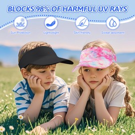 Trodalo Kids Sun Visor Hats for Girls Boys, Lightweight Cooling Stretchy Visor, Packable Sports Hat for Running, Tennis, Golf Multicolor