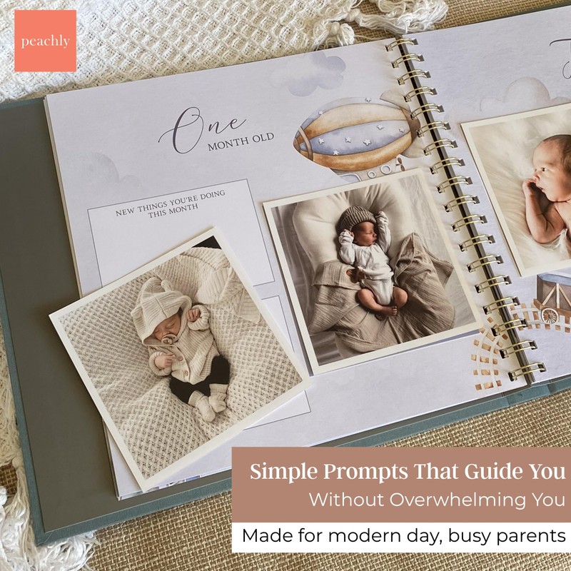 Peachly Baby Boy Memory Book - Baby Book for Boy