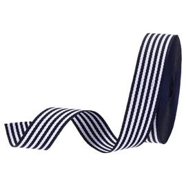 PATIKIL 3/4" Navy and White Striped Grosgrain Ribbon, 10 Yard Polyester Fabric Stripe Craft Ribbon Double Faced Design for Bow Gift Wrapping DIY Making Christmas Decorations
