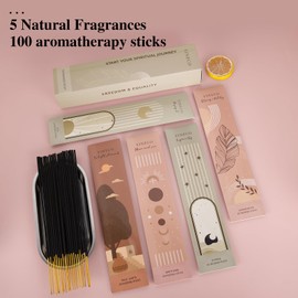 YINECO Incense Sticks-Set of 5 Variety Pack (100 Sticks)-Palo Santo Incense Sticks, Sandalwood Incense Sticks, Jasmine, Rose Geranium,White Sage Natural Inscents-Sticks Non Toxic Incense (100PCS)