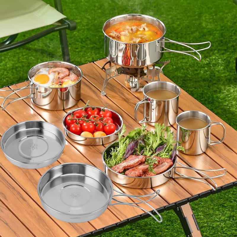 6PCS Portable Cookware Set Rapid Heating 304 Stainless Steel Efficient