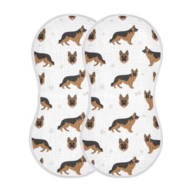 YYZZH German Shepherd Dog Muslin Burp Cloths for Baby 2 Pack Soft 100% Cotton Baby Washcloths Bibs for Boy Girl