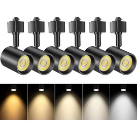 VANoopee 5-Color LED Track Lighting Heads H Type Track Light Heads Dimmable Bright Rail Ceiling Spotlight Fixtures Accent Art Task, 2000K-6000K, Flicker Free CRI90+ 24° 10W 800lm, Matte Black, 6 Pack