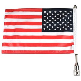 Pro Pad RFM-FXD415 Rear Fixed Motorcycle Flag Mount Kit and 10" x 15" USA Parade Flag, for The Nostalgia Rack, 3/8" Round Bar, Stainless Steel, Made in The USA