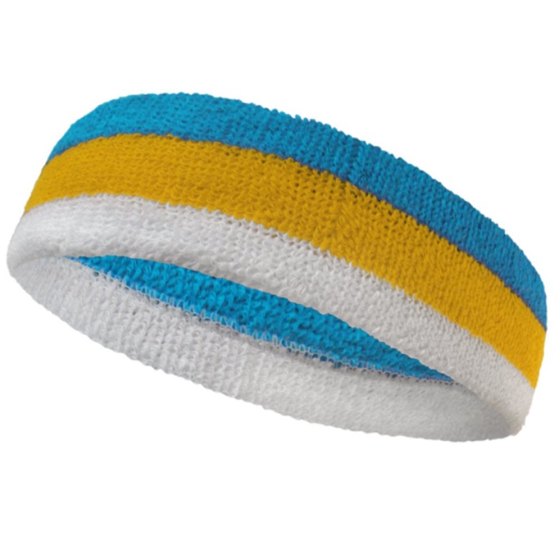 COUVER Triple de Color Blanco Rayas Sport Jefe Sweatband (1