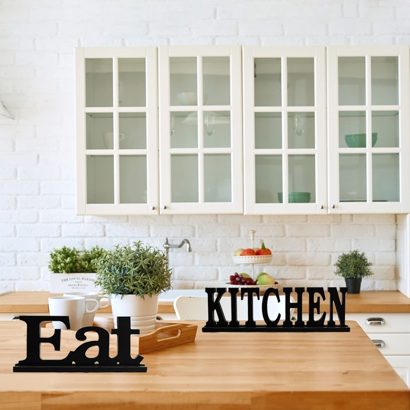 Kitchen Sign for Home Decor, Wooden Kitchen Block Letters Rustic