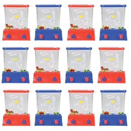 Curious Minds Busy Bags 12 Small Water Games Basketball Hoop Challenge - Push Button to Shoot Hoops and Get Balls in The Net - Hand Held Travel Arcade Game Party Favor (Bulk - 12 Games (1 Dozen))