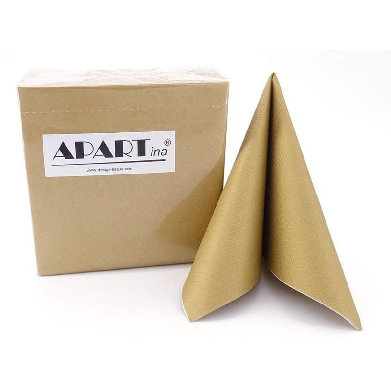 APARTina 50 Serviettes Gold Coloured 33 x 33 cm Fabric-Like