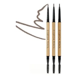 Lápiz De Cejas Doble Punta Pack 3 Piezas Tonos Fijos Negro Café Claro Café Oscuro Impermeable Resistente Al Sudor Acabado Natural Uso Diario