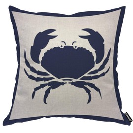 AOYEGO Crab Throw Pillow Cover Nautical Animal Crawl Crustacean Ocean Seafood Marine Nature Sea Pillow Case 18x18 Inch Decorative Men Women Room Cushion Cover for Home Couch Bed