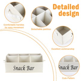 Xbopetda Snack Organizer for Countertop, Fabric Snack Organizer with Handles, 6 Compartment Snack Box Container Snack Basket, Snack Bar Station Organizer, Kitchen Pantry Organizer and Storage - Beige