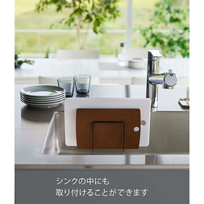 山崎実業(Yamazaki) フィルムフック まな板ホルダー ブラック 本体：約W12×D5.7×H12cm(フィルムフック含まず) タワー tower まな板収納 浮かせて収納 6365