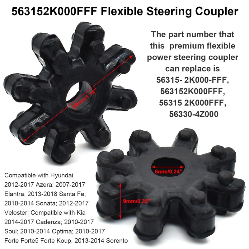 Paifeancodill 20 Pcs 563152K000FFF Flexible Steering Coupler Automotive Flexible Coupling