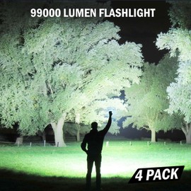 Lylting Rechargeable Flashlights High Lumens, 4 Pack 99,000 Lumens Led Flashlights with 5000ɱAh Βattery, Waterproof Powerful Flash Light Multifunctional Flashlights for Home Camping Hiking