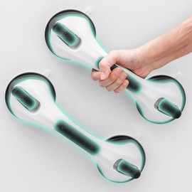 TAILINK Grab Bars for Bathtubs and Showers 2 Pack Glow in The Dark, 12 inch Suction Grab Bar, Shower Handle Safety Grip Handrail for Seniors and Elderly, Removable Waterproof No Drilling, Black