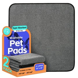 Washable Pee Pads for Dogs 2 Pack Reusable Puppy Pads Waterproof Pet Training Pads, Non-Slip Dog Mats Fast Absorbent Whelping Pads for Playpen, Potty, Crate, Bed, 48" x 65"