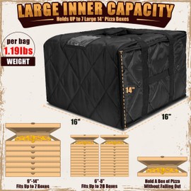 MyLifeUNIT Pizza Bag for Delivery, Thermal Insulated Pizza and Food Delivery Bag, 16" x 16" x 14" Pizza Warmer Bag, Holds 6-7 Large 14" Pizza Boxes, Hot Pizza Carrier Insulated Bags