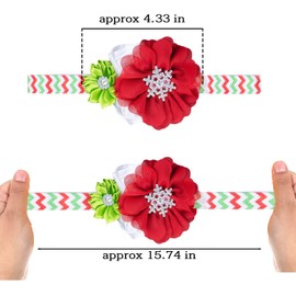 JIAHANG Baby Girls Christmas Hair Bow Headband 3Pcs Set, Elastic Ribbon Hair Bands Festival Hair Decoration for Infants Toddlers