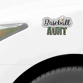 Baseball Aunt Sticker, Leopard Print Baseball Vinly Decal for Cars Laptops, Windows, Walls, Fridge, Toilet and More - Sport Theme Stickers 6in