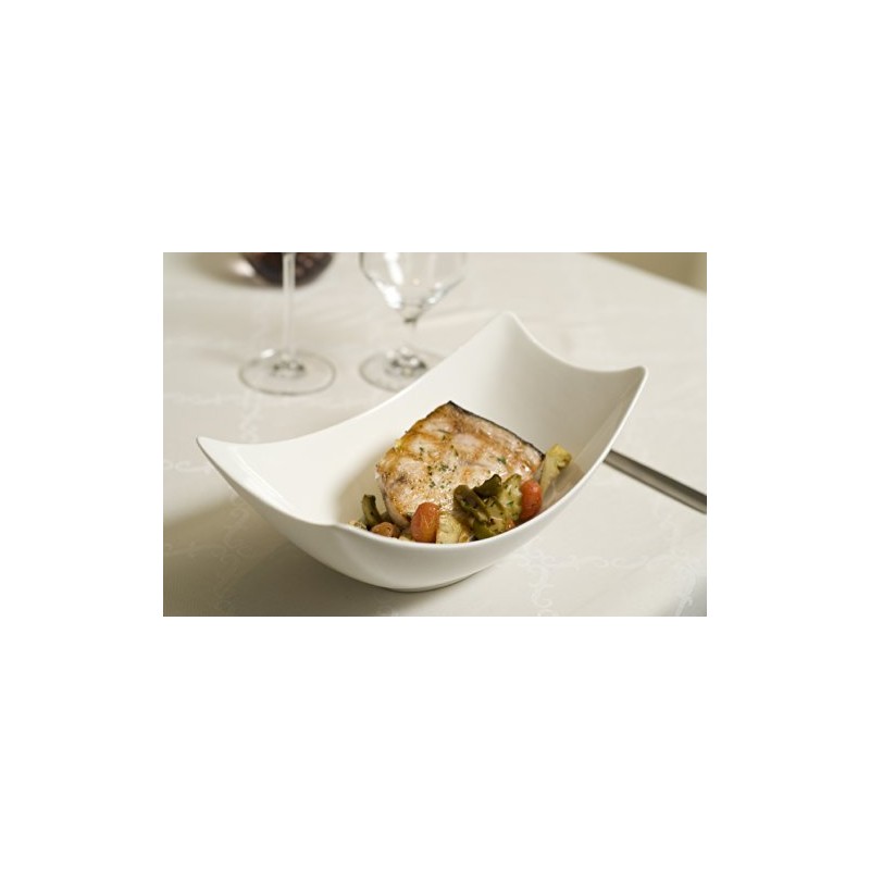 Fortessa Fortaluxe SuperWhite Vitrified China Dinnerware, 13-Inch Rectangular Flair Serving