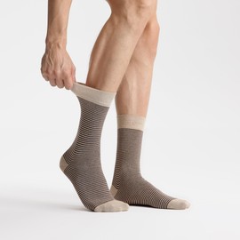 VRD SOCKS Men’s Dress Socks, Mid Calf Socks for Men, Striped Design, Crew Socks for Men Shoe Size 8-13 (Khaki, Tan, Beige, Light Brown, 5-Pairs)