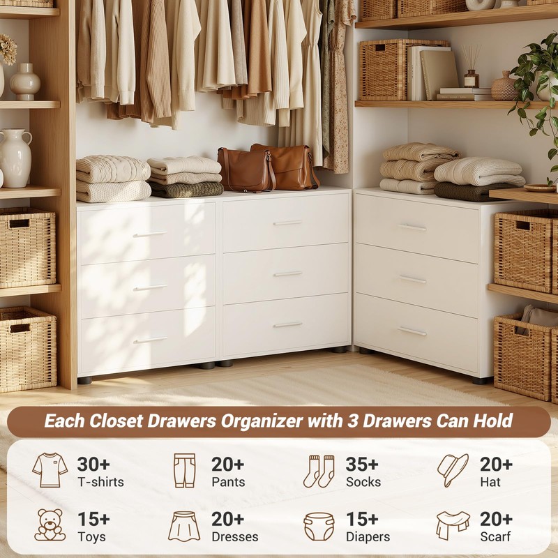 Aheaplus 21.7" Closet Drawers, Wood Closet Organizers and Storage with