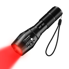 WINDFIRE Red Light Tactical Flashlight, 1 Light Mode, Adjustable Zoom Flashlight, IPX4 Waterproof, High Brightness, Powerful, Red Light LED Handy Light, Astronomy, Night Photography, Stargazing