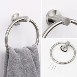 NearMoon 2 Pieces Bathroom Hardware Accessories, Towel Ring and Toilet Paper Holder- Stainless Steel Bathroom Towel Hanger and Hand Towel Holder, Wall Mounted (Brushed Nickel)
