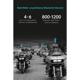 FreedConn Motorcycle Bluetooth Headset FX PRO 10 Riders Group Bluetooth Helmet Intercom Motorcycle Headset Helmet Communication System IP67 Ultra-Thin Bodywith Music Sharing