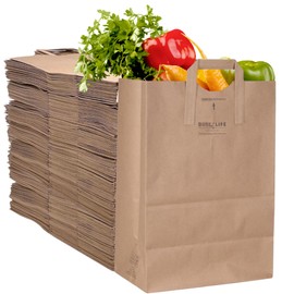 Duro 70# Large Brown Paper Bags with Handles Bulk 300 Count, 12 x 7 x 17 Inches, Blank Brown Paper Grocery Bags with Handles, Ideal for Food Take-Out, Grocery Shopping, Trash & Recycling Sacks