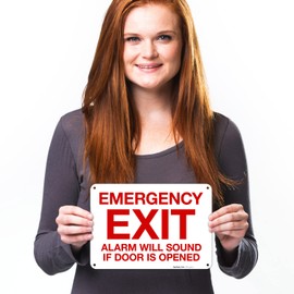Sigo Signs, Emergency Exit Alarm Will Sound If Door is Opened Sign, 10x7 Inches, Rust Free .040 Aluminum, Fade Resistant, Made in USA