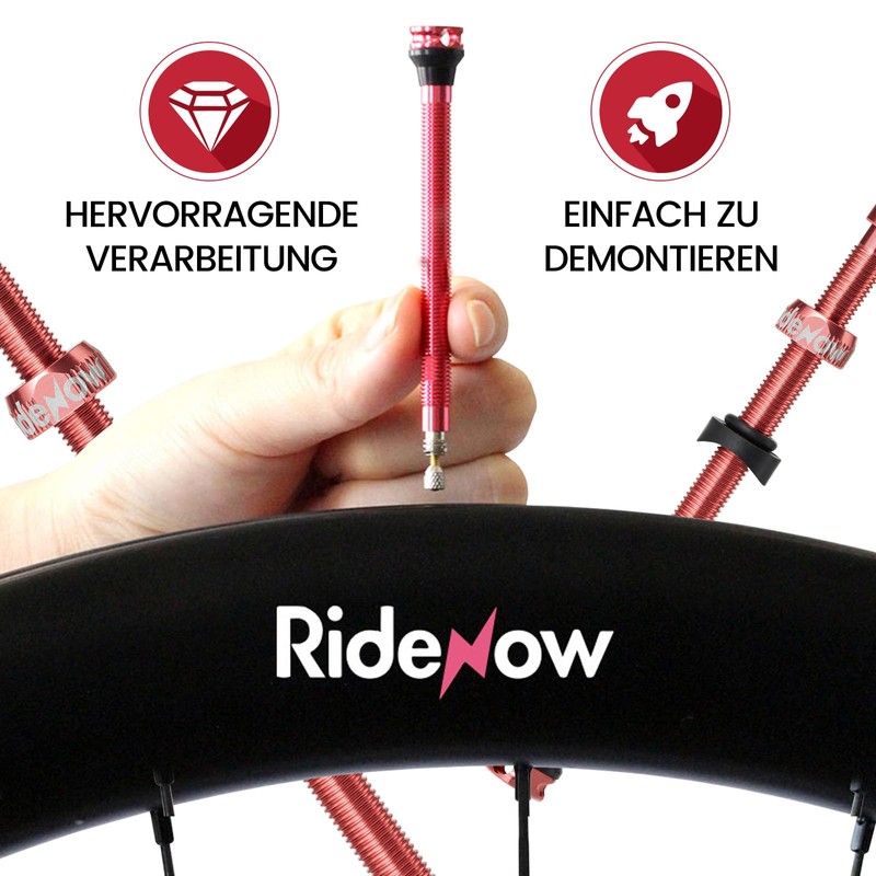 RideNow 65 mm Pink Presta Tubeless Valves Pack of 2