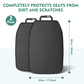 Romon Car Seat Protector, 2 Piece Car Seat Back Protectors, Child Car Organizer, Waterproof Anti-Dirt Car Seat Protectors for Child Dogs, Black