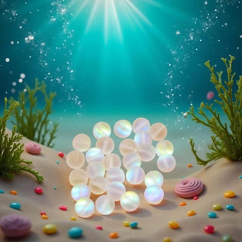100Pcs 8mm Matte Crystal Glass Beads Mermaid Aurora Beads Moonstone