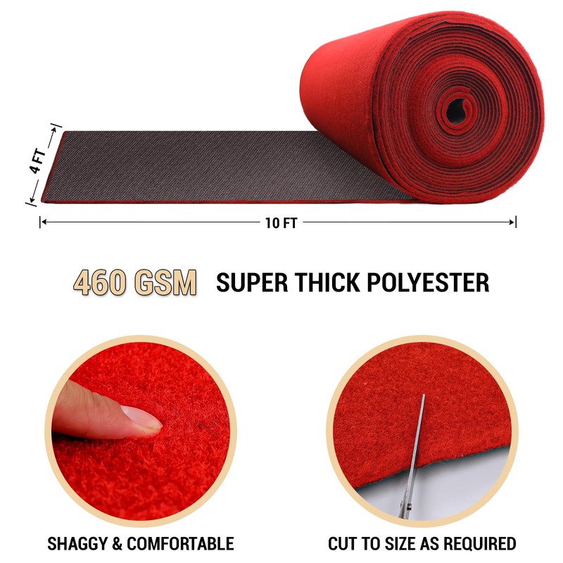 Extra Thick Red Carpet Runner for Party Felt Non-Slip Rubber