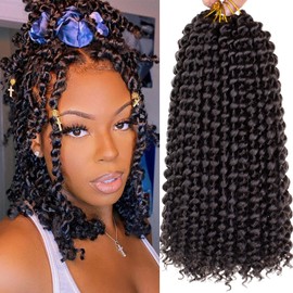 Leeven 12" Natural Water Wave Crochet Hair 7 Packs Short Passion Synthetic Passion Twist Hair Extensions 4#