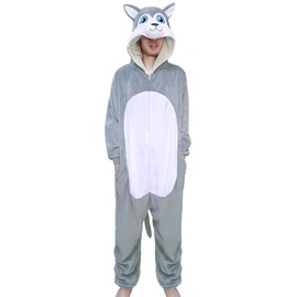 wotogold Animal Husky Dog Pyjamas Unisex Adult Cosplay Costumes Grey